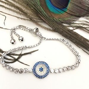 🧿 EVIL EYE 🧿 Sterling Silver Micro Pave Bracelet